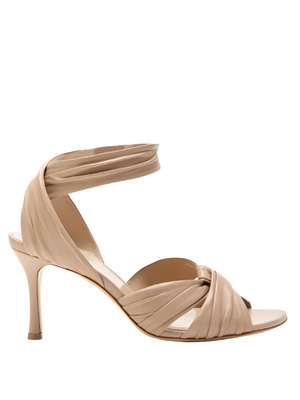 Antonia Pump in Fawn by Le Monde Béryl showcasing the elegant ankle strap and supple leather design.