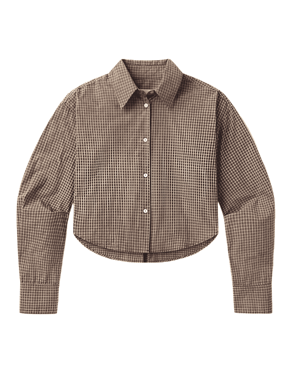 Ana Cropped Shirt in Heritage Plaid, showcasing the lightweight Japanese cotton fabric and cropped silhouette.