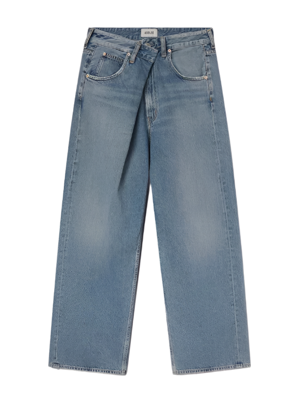 Agolde Vana Fold Jean in Mantra showcasing the unique fold closure and relaxed fit