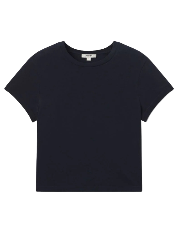 Adine Tee in Storm from Agolde, showcasing breathable organic cotton fabric.
