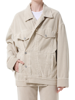 Reworked Wayne Jacket in Rice Grass by Agolde, showcasing an oversized and tactile design, perfect for a laid-back style.