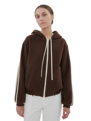 Boyfriend Zip in Chocolate Brown - oversized hooded wool jacket with silky lining