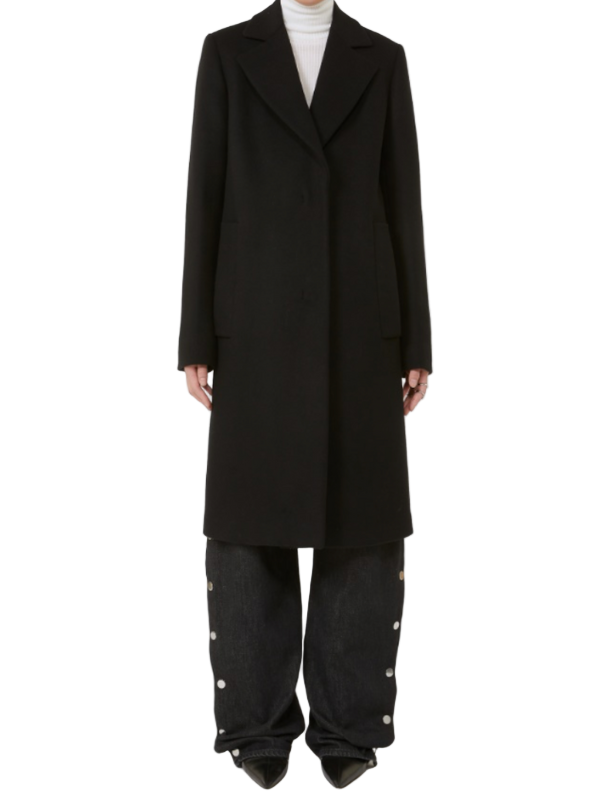Ala Coat in Black by Sportmax showcasing a double-breasted design and concealed buttons for a stylish look.