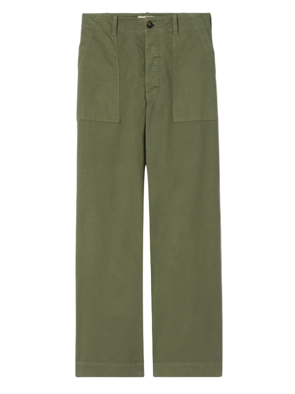 Leon Boy Pant in Camo - stylish flat front, mid-rise relaxed straight leg pant made of brushed stretch twill cotton by Nili Lotan.