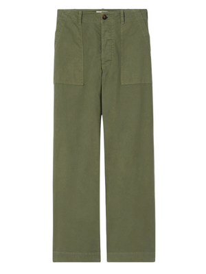 Leon Boy Pant in Camo - stylish flat front, mid-rise relaxed straight leg pant made of brushed stretch twill cotton by Nili Lotan.