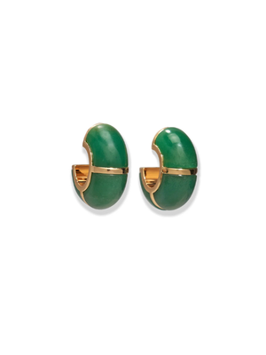 Zellige Hoops in Green Jade by Lizzie Fortunato showcasing intricate design inspired by Moroccan Zellige tiles.