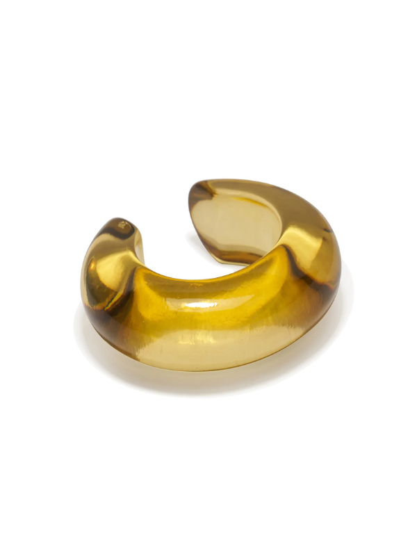Arc Cuff in Apple by Lizzie Fortunato showcasing its stylish transparent apple-colored resin design.