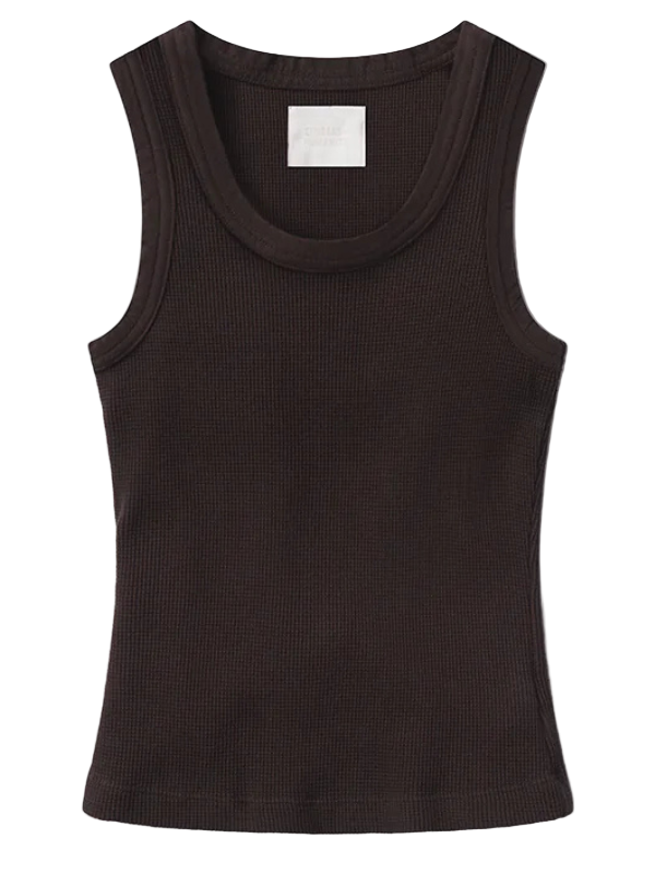 Inez Waffle Tank in Chocolate by Citizens of Humanity, showcasing a close fit and soft waffle texture for everyday comfort.