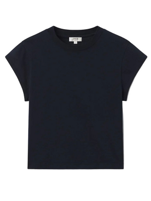 Bryce Cap Sleeve Tee in Storm, showcasing the modern angled sleeves and soft cotton fabric.