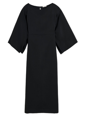 Hella Dress in Black by Malene Birger featuring wide sleeves and elegant back slit.