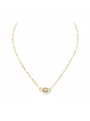 Stylish Louise Short Necklace in Gold by Pascale Monvoisin featuring a unique padlock clasp and elegant diamond detail.