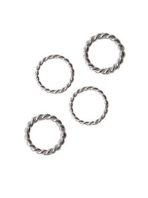 Spiral Rope Ring Set in Silver by Loren Stewart showcasing a hand-twisted design featuring both thin and thick rings for versatile styling.