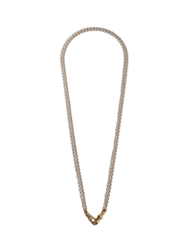 Close-up view of the Vintage Clip Chain in Silver by Loren Stewart highlighting its elegant design and detailed clasp.