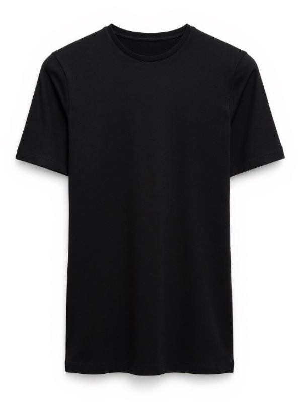 Classic Jersey Tee in Black by TOTEME, featuring a slightly sheer fabric and longer length, ideal for luxe casual wear.