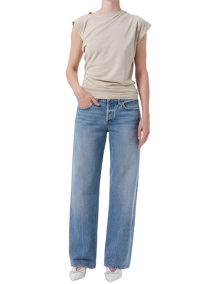Low Rise Loose Jeans in Vault by Agolde showcasing a relaxed early-2000s fit with button fly.