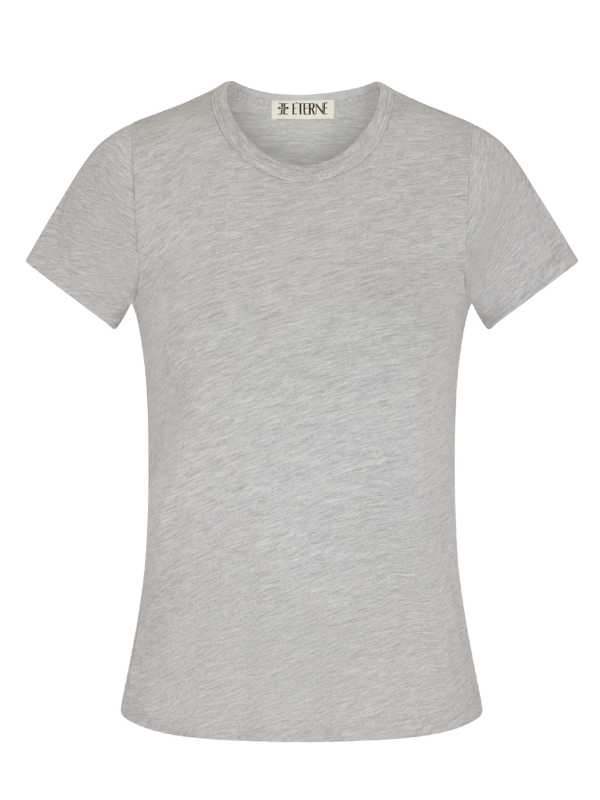 Fitted Crewneck Short Sleeve T-shirt in Heather Grey - Stylish and comfortable fitted crewneck t-shirt