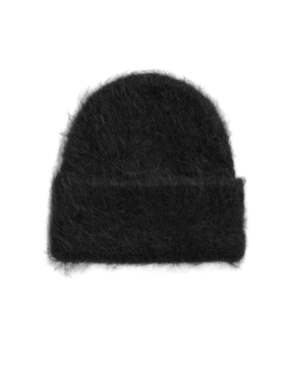 Alpaca Beanie Hat in Black by TOTEME showcasing its stylish design and cozy material.