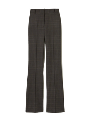 Corette Wool Pant in Cigar Plaid by Nili Lotan - front view showcasing high-rise and straight leg design.