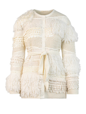Heirlome Vida Cardigan in Cream displayed on a mannequin, showcasing its elegant multi stitch design.