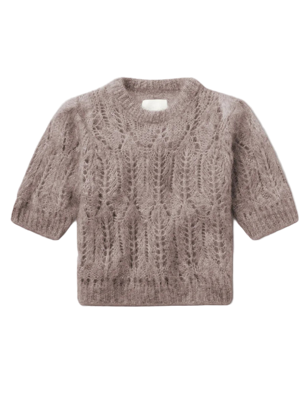 Odette Puff Sleeve Sweater in Mushroom by Citizens of Humanity, showcasing a stylish knit design with puff sleeves.