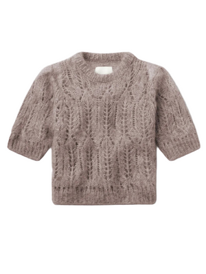 Odette Puff Sleeve Sweater in Mushroom by Citizens of Humanity, showcasing a stylish knit design with puff sleeves.