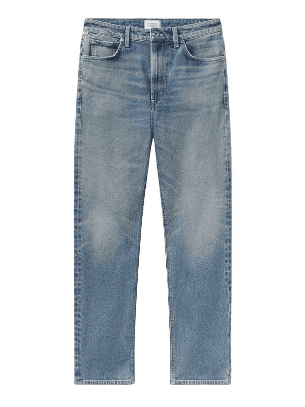Zurie Straight Jean in Lyon displayed on a stylish model showcasing the high-rise straight leg design.