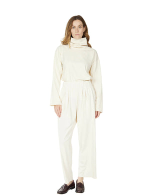 Penny Pleat Front Pant in Ivory