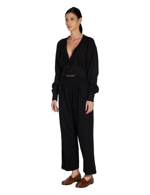Penny Pleat Front Pant in Jet Black