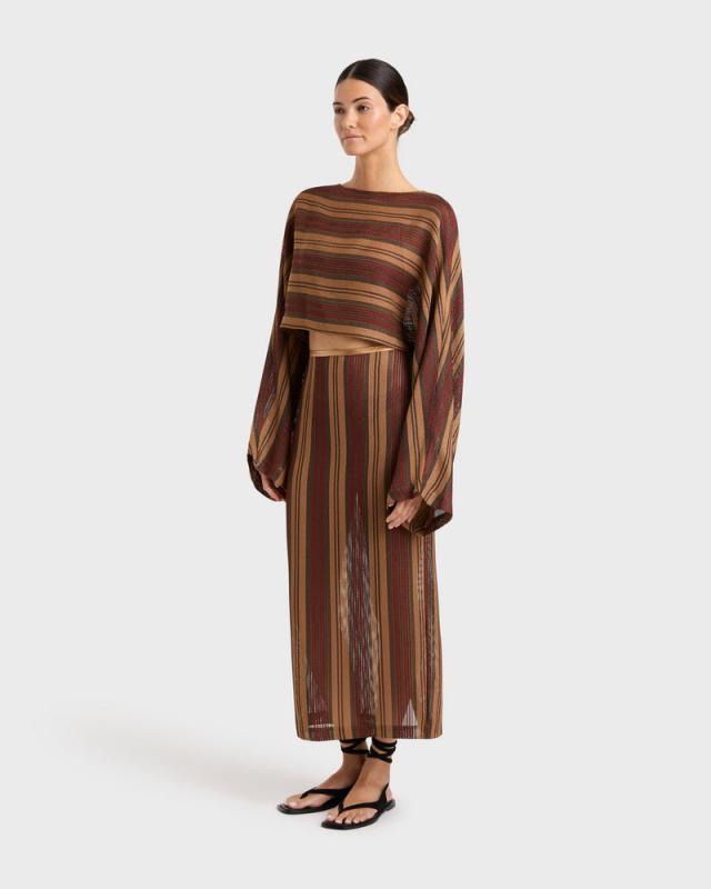 Sana Long Sleeve Top in Bronze Stripe