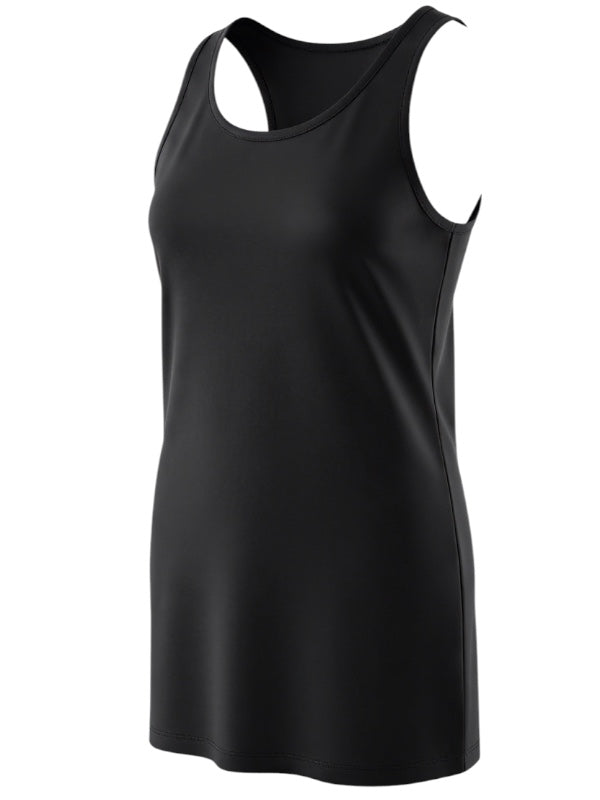 TOTEME's Curved Jersey Tank in Black shown from the side, showcasing the chic silhouette and soft fabric blend.