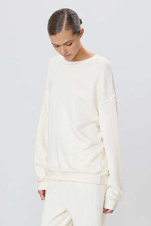 Oversized Crewneck Sweatshirt in Cream