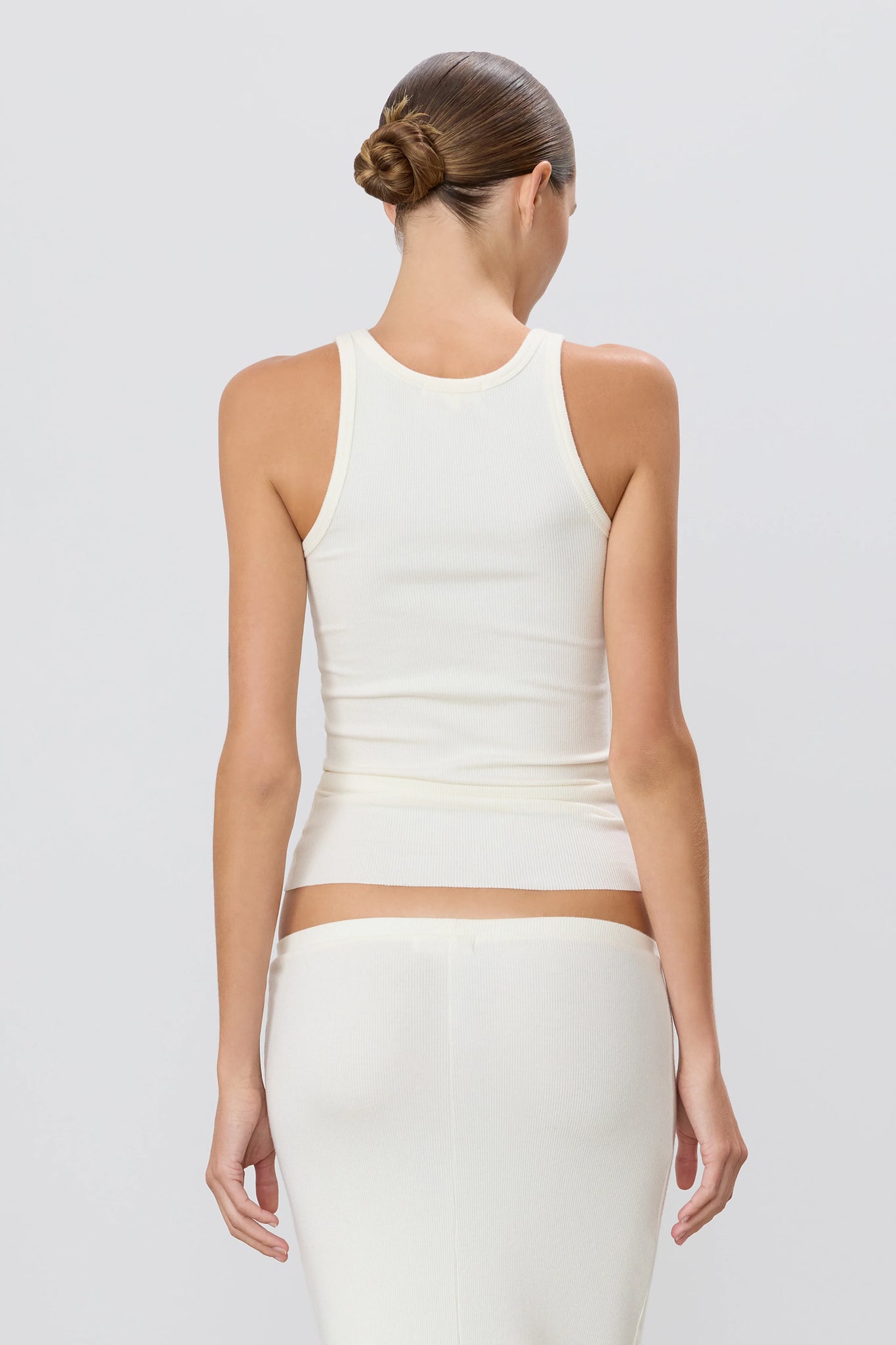 High Neck Fitted Tank in Cream