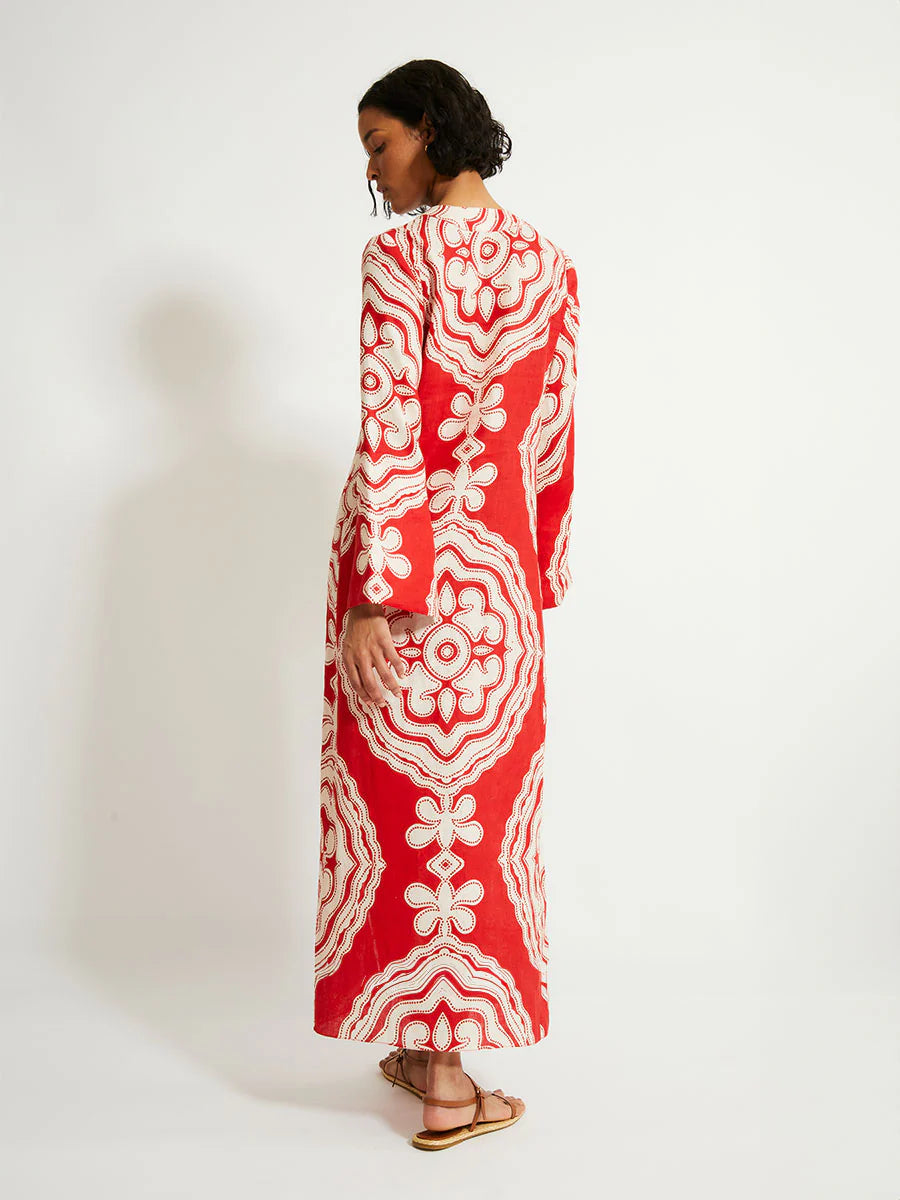 Theodora Column Dress in Niku Red