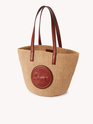 Large Horse Medal Basket Bag in Sepia Brown