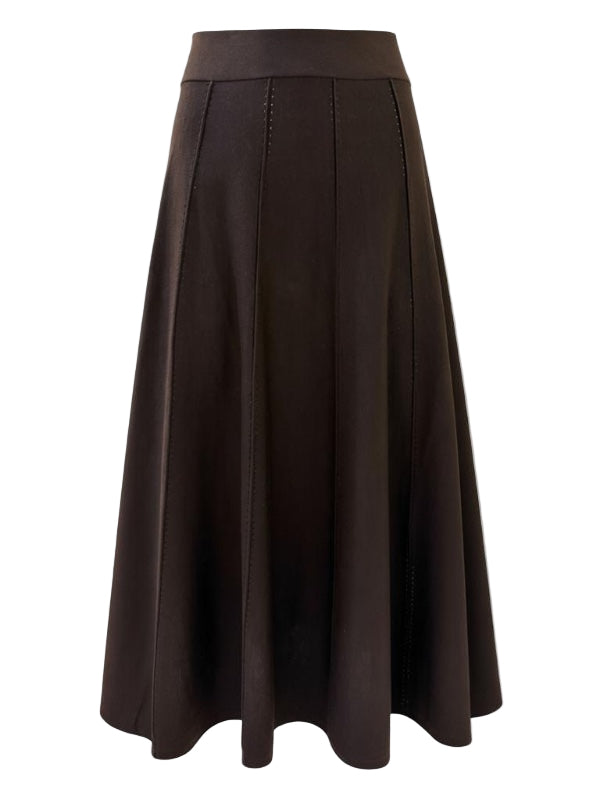 Willow Skirt in Delicioso by TWP with pick stitch design and soft merino wool fabric.